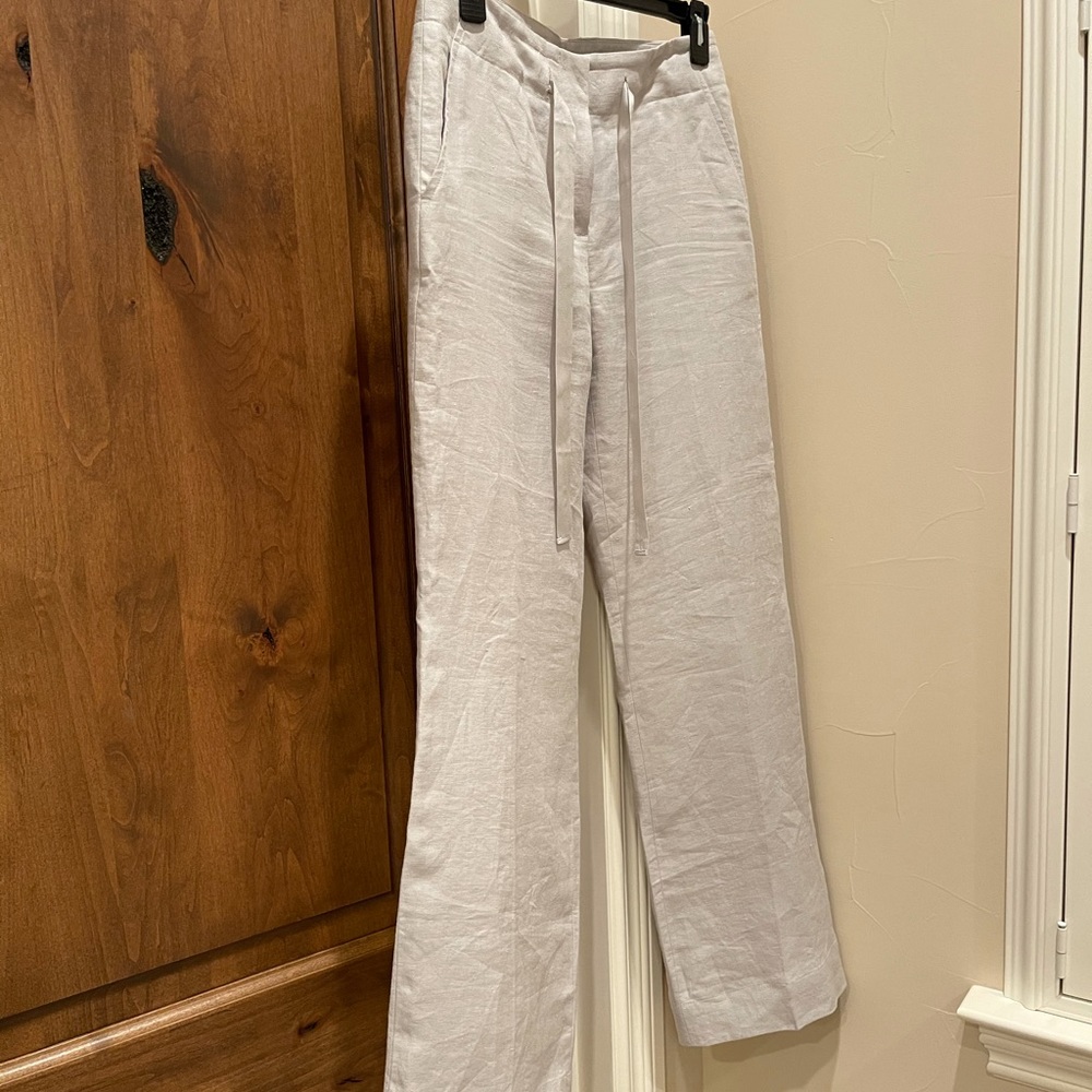 Talbots grey linen wide leg pants sz 2 NWT